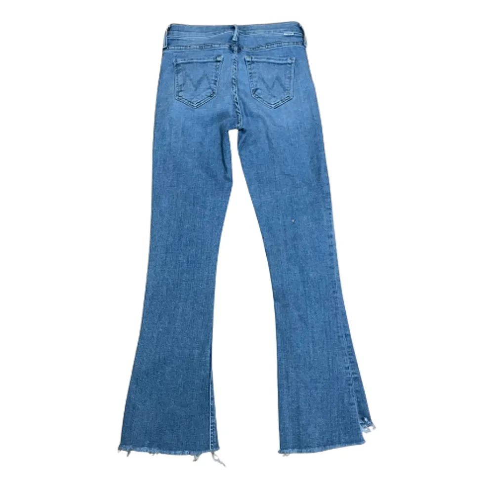 MOTHER NWT Size 25 The Runaway Step Fray Flare Leg Frayed Hem Light Blue Jeans - Picture 3 of 13